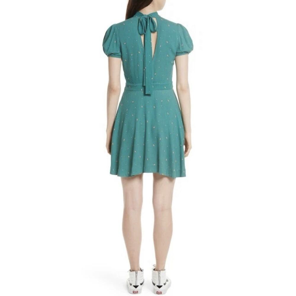 NWT Women's Free People Abbie Fit & Flare Dress Mini Size 8 Green Polka Dot - Picture 9 of 9